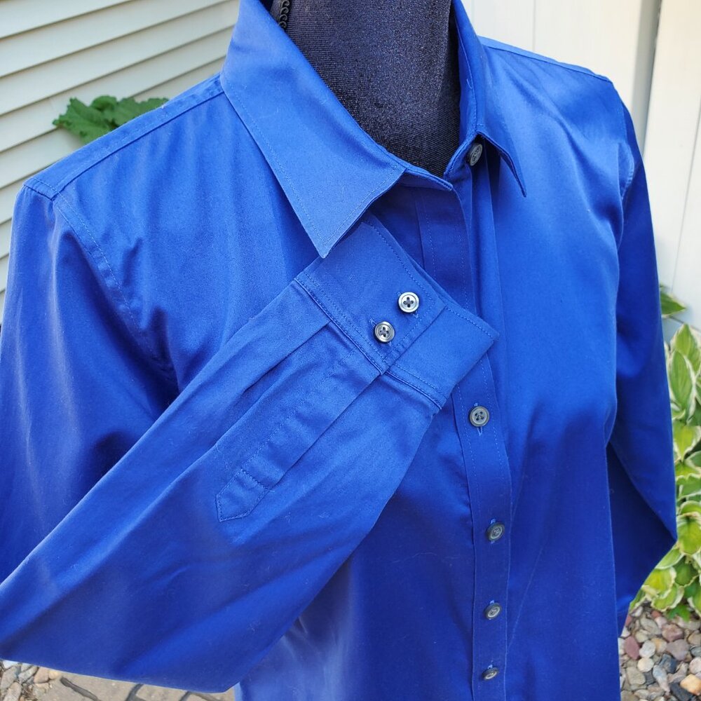 Banana Republic Royal blue Fitted Button Down Shirt Size 14 - Picture 5 of 12